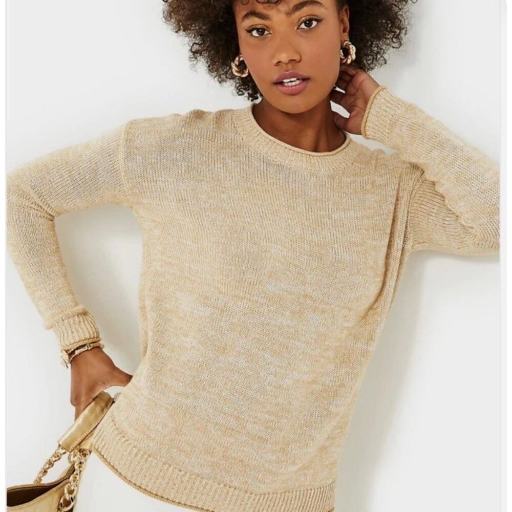 Lilly Pulitzer Bayport Sweater‎ Sand Bar Marl Size Large Style 013290 Cotton